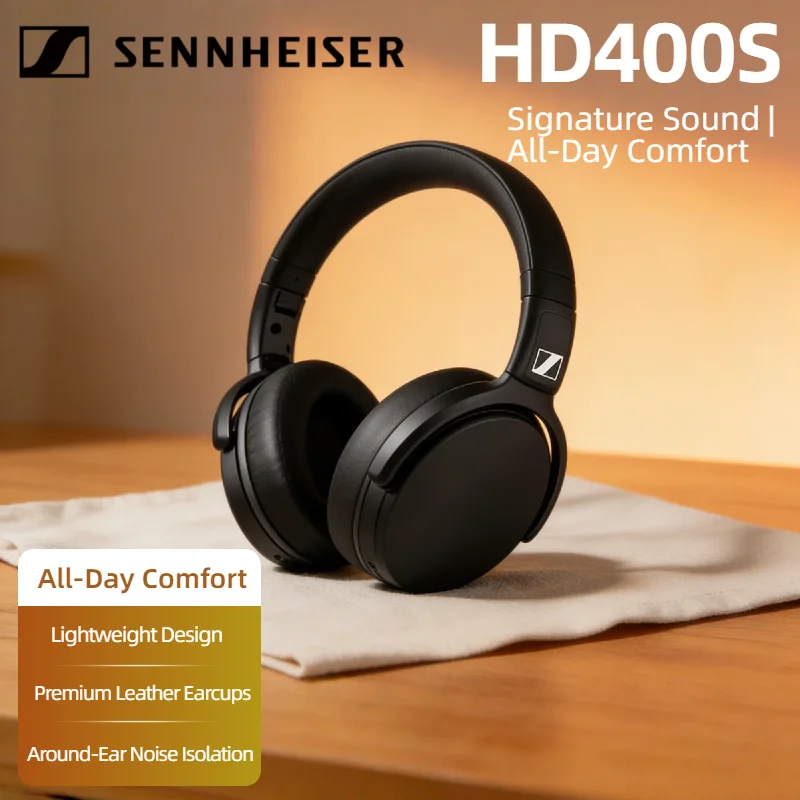 

Sennheiser HD400S Headphones Wired Noise Isolating Stereo Deep Bass Foldable with Mic Around-Ear for Smartphone Travel Use