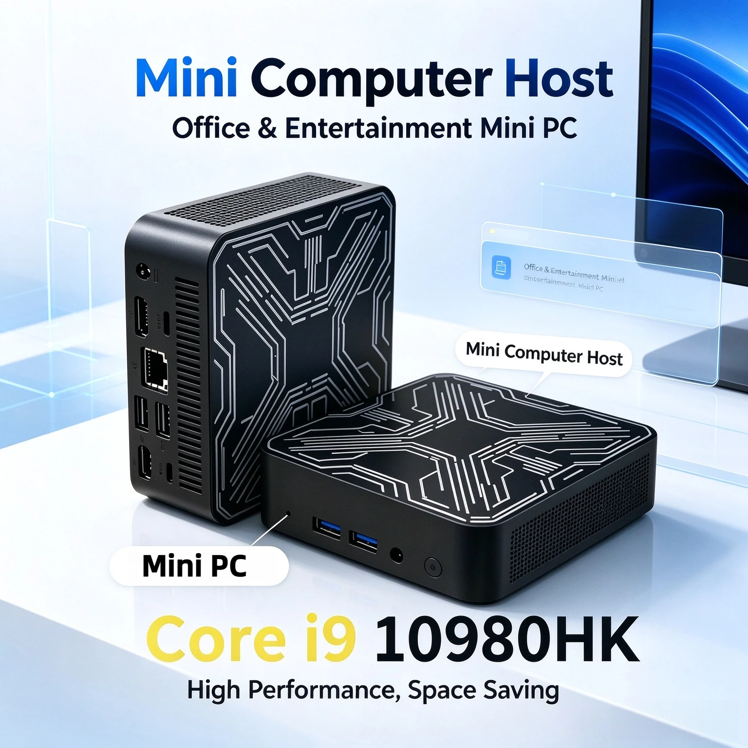 Portable Desktop Mini Computer Mini PC Core i9 10980HK Computer 16GB RAM 1TB 2TB SSD 4K HD Gaming Mini ...