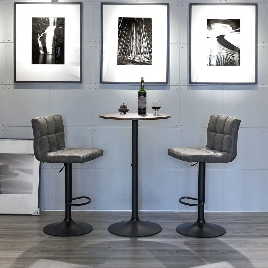 طاولة بار كوكتيل مستديرة مقاس 23.6 بوصة مع قاعدة معدنية، وطاولة حانة بيسترو طويلة، وطاولة ارتفاع بار المضادة للمطبخ، وغرفة المعيشة، E