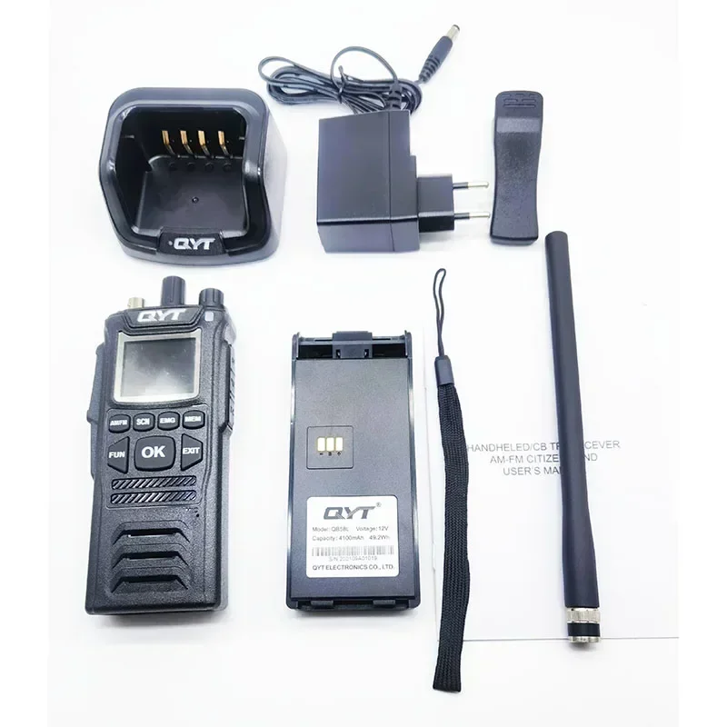 Original QYT 27MHz CB-58 Radio Standard Handheld 26.965-27.405MHz 40 Channel AM/FM CB Radio Walkie Talkie with 4100mAh Battery