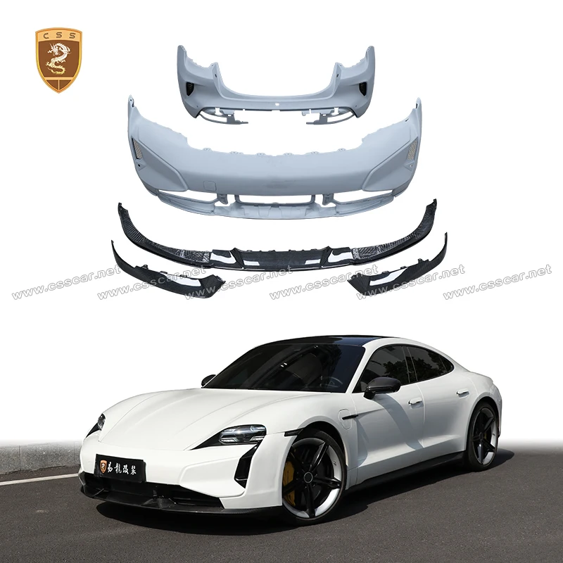 

For Porsche Taycan 2019-2023 Old to New Turbos GT Car Front Bumper Lip Guard Rear Bumper with Air Vent