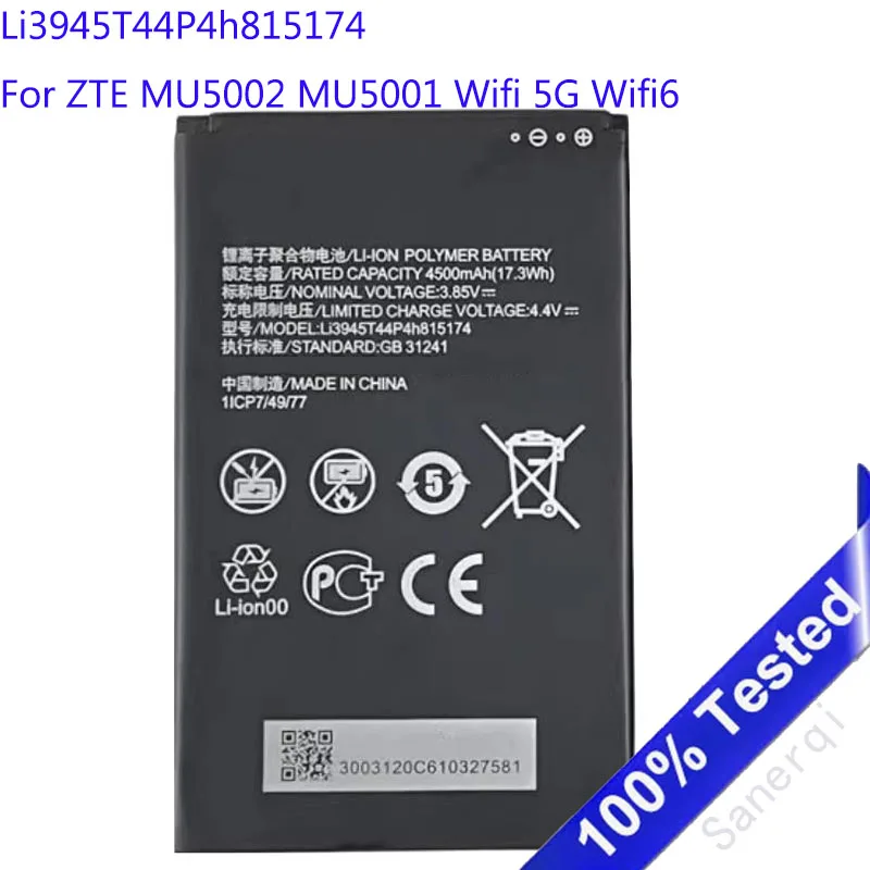 

Replacement Li3945T44P4h815174 Battery For ZTE MU5002 MU5001 Wifi 5G Wifi6 Portable Wireless Router Batteria