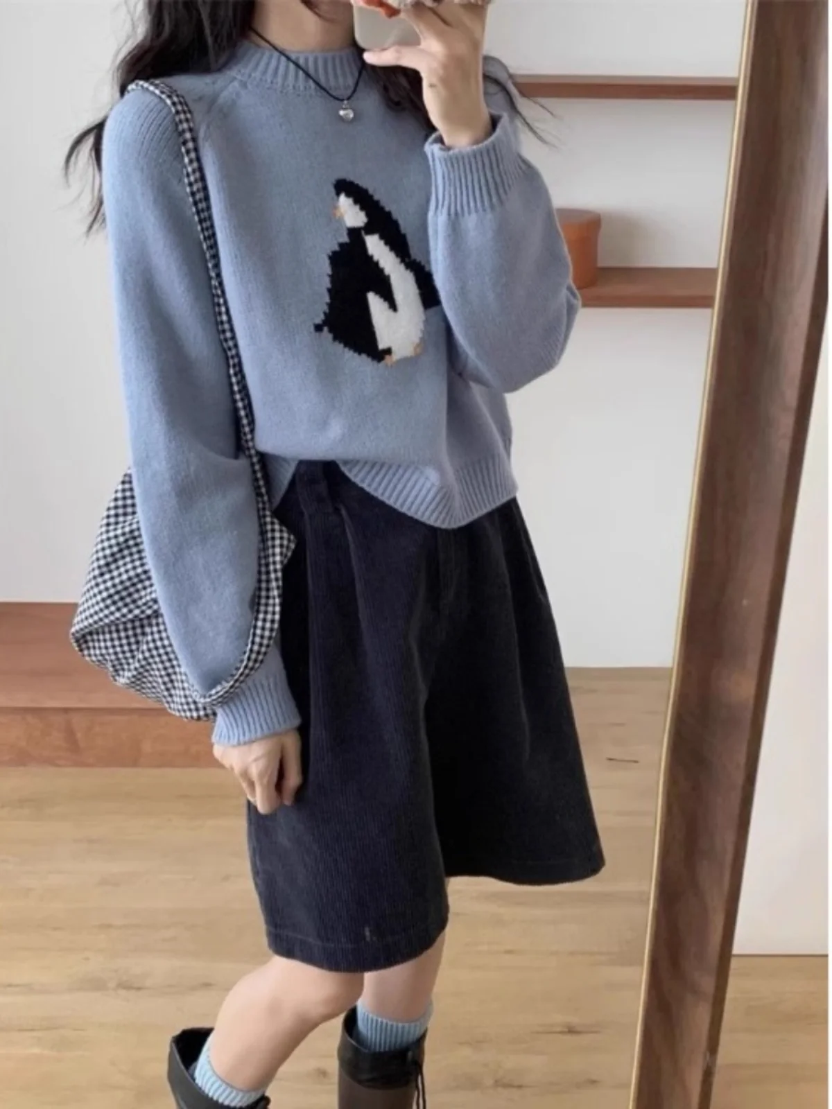 한국 스타일 캐주얼 라운드 넥 풀오버 스웨터 여성용 봄 가을 신상 디자인 만화 재미있는 니트 트렌디 루즈핏