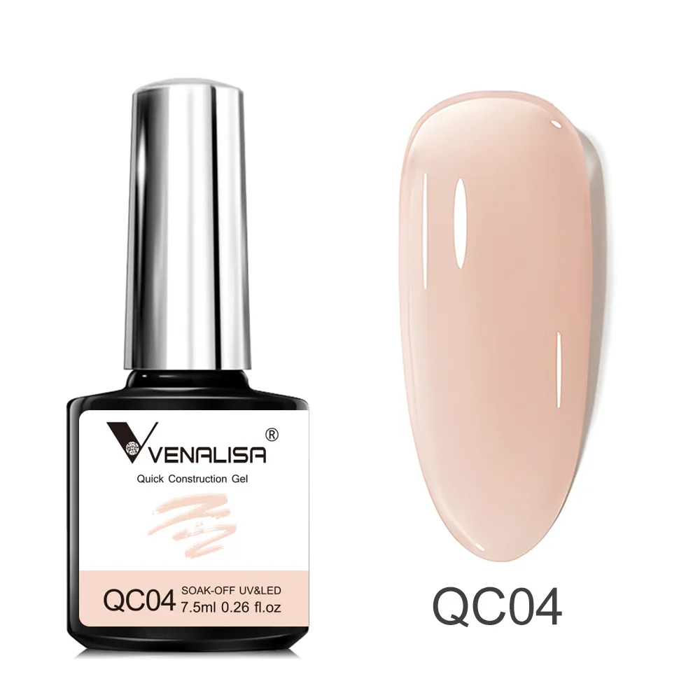 VENALISA 7.5ml Quick Construction Gel Semi Transparent Jelly Color Nail Gel Polish Strengthener Soak Off UV LED Nude Pink Gel