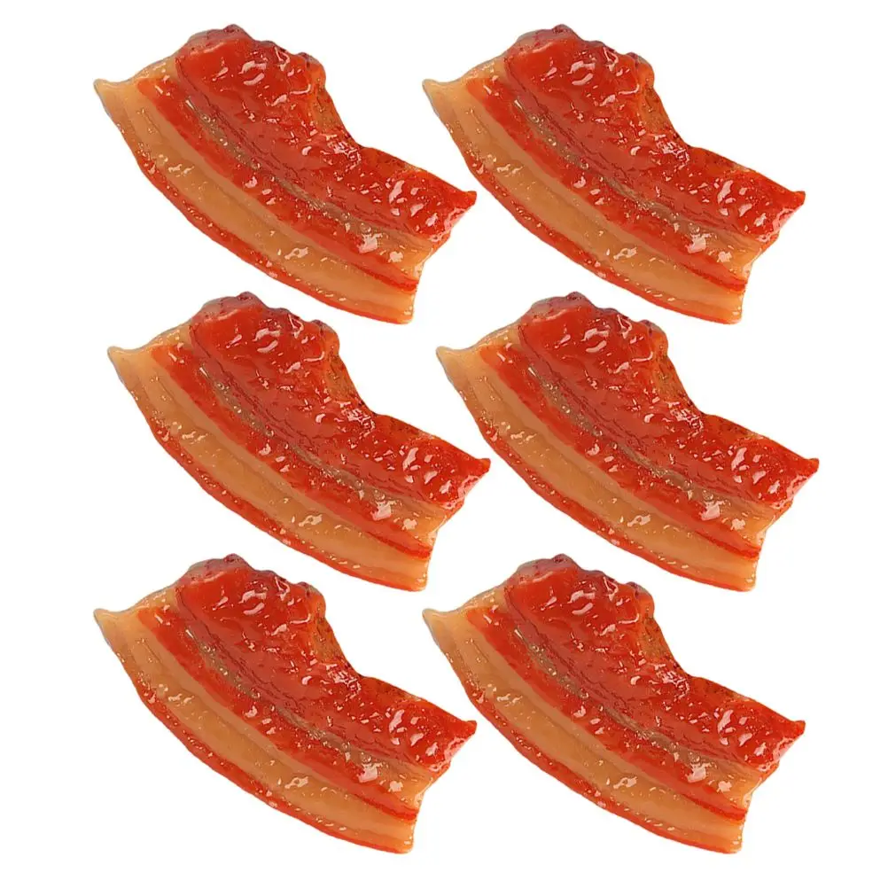 6 Pcs Fake Simulated Pork Belly Meat Play Decoration Simulation Toy Props Model Kitchen Food