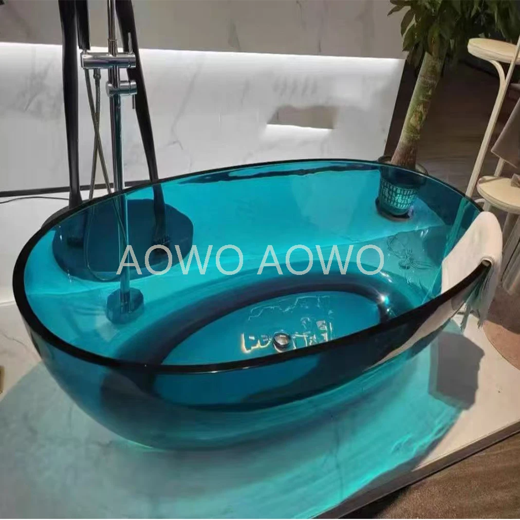 Various Colors Transparent Colored Freestanding Bathtub New Design Art Bathtub For Bathroom Cheap Price Solid Stone Bathtub