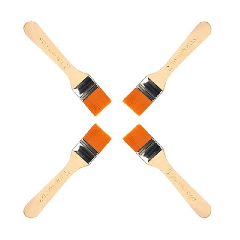 【F】4Pcs/Set Hair Painting Brush Acrylic Paints Nylon Oil Paint Brush Watercolor Paint Drawing Art Supplies Wood Handles