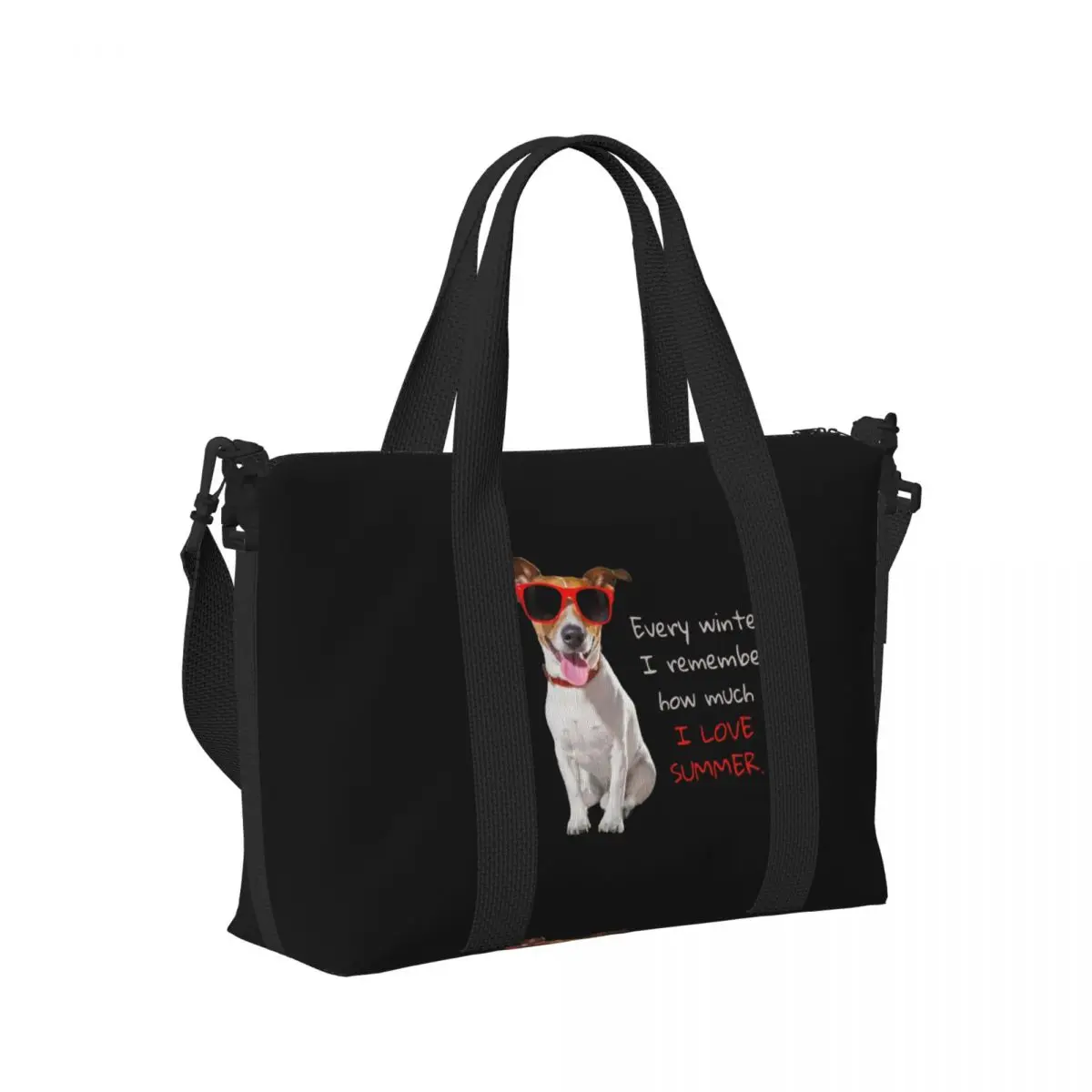 

Джек-рассел-терьер, собака в красных солнцезащитных очках, пляжная дорожная сумка, большая вместительная сумка-тоут для спортзала, женская дорожная сумка для покупок