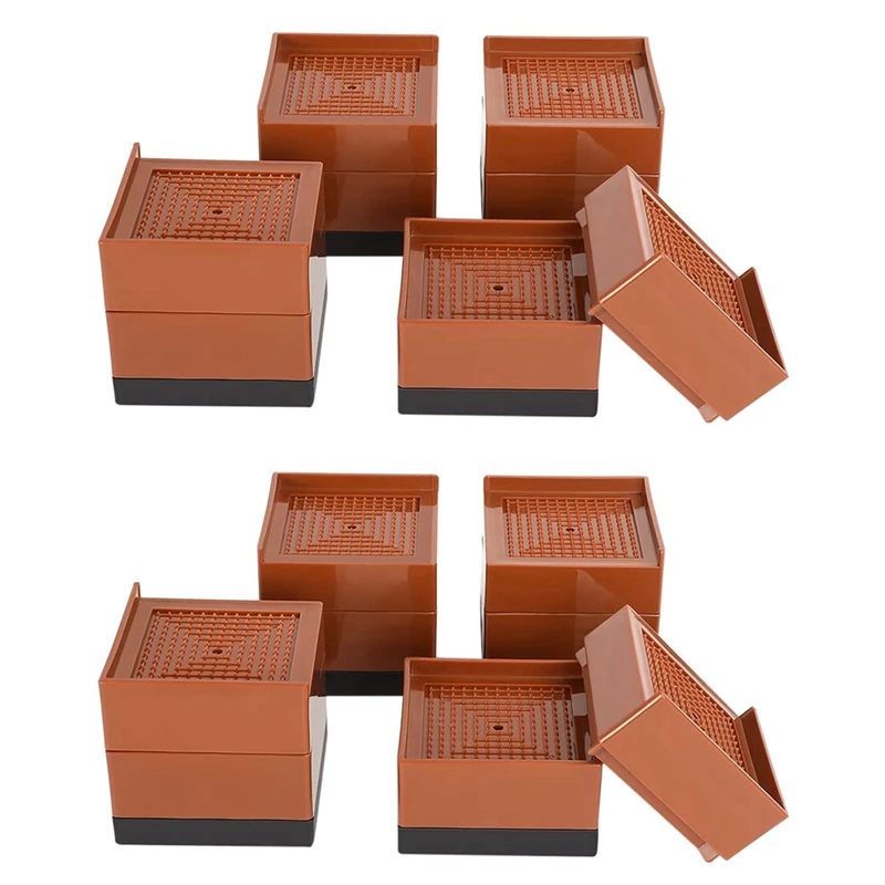 HOT-8 Pcs Foot Pad Furniture Base Frame Adjustable Lifting Table And Chair Frame Leg Extender Furniture Frame Foot Brown