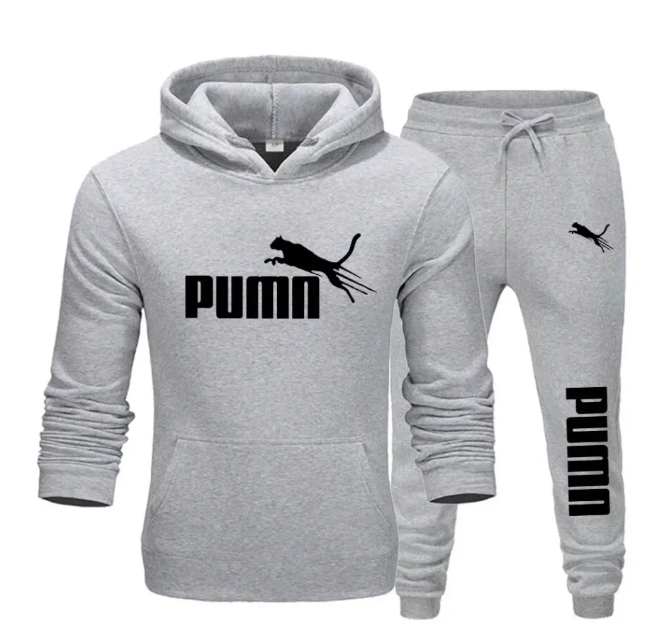 New Men's Long-sleeved Hooded Sweatshirt and Long Pants Two-piece Set for Fashionable Fitness Jogging in Autumn and Winter