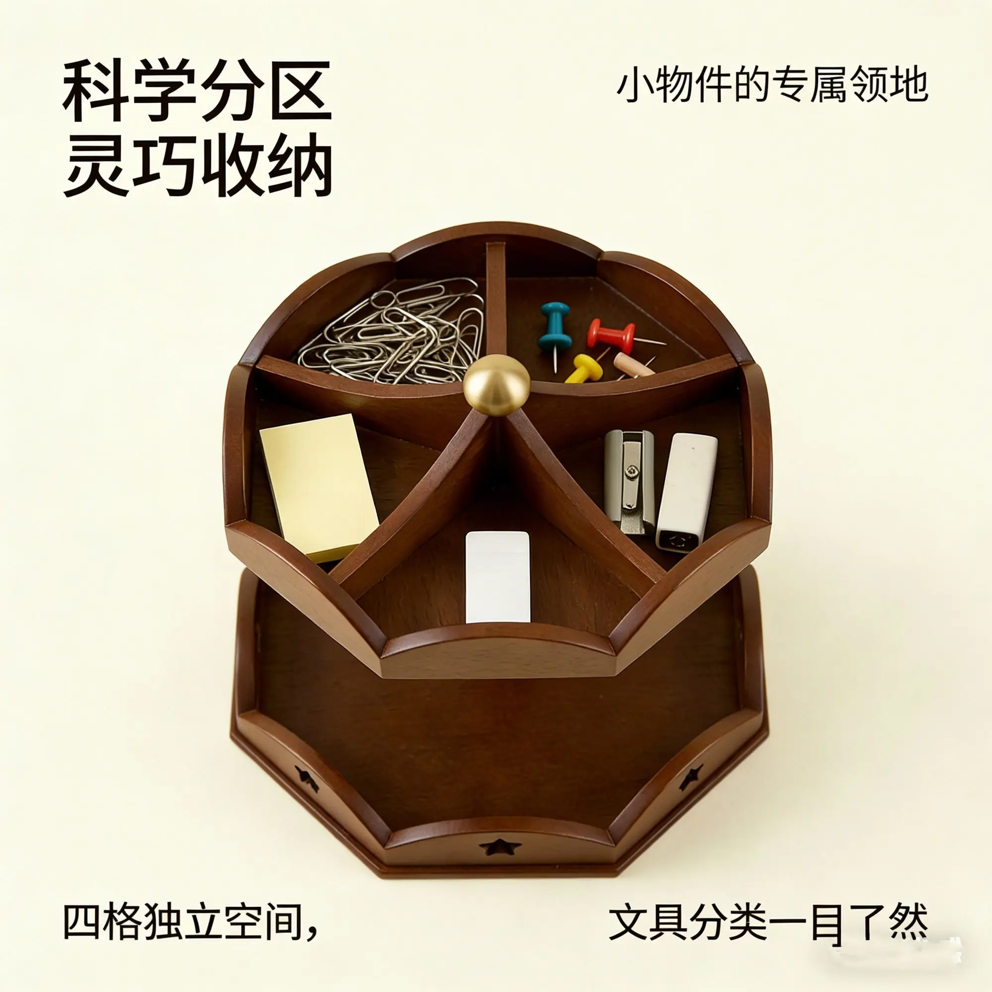 Solid wood double-layer rotating storage rack - vintage style desktop organizer - the ultimate storage solution