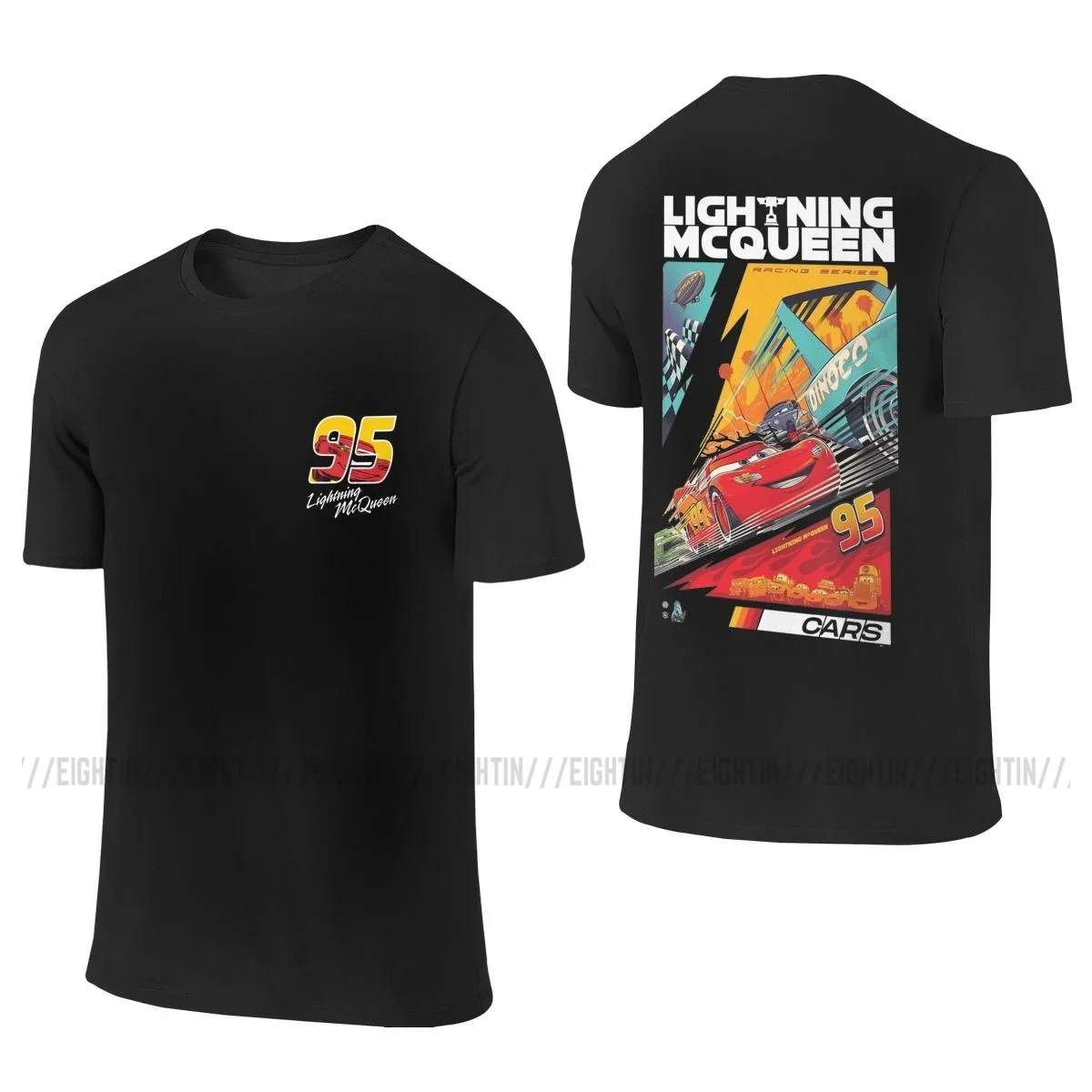 Men T-Shirts Lightning Mcqoaan Cars Sally Fun Pure Cotton Tees Short Sleeve T Shirts Round Collar Front Back Two Sides Tops New