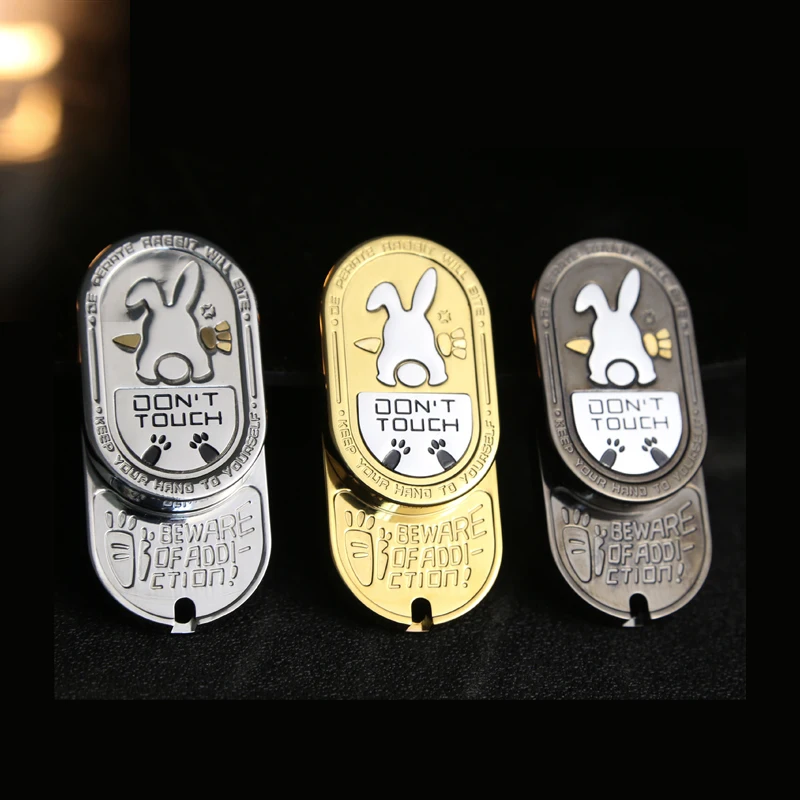 Metal EDC Fidget Slider with Cartoon Rabbit Pattern, Adult Portable Stress Relief Toy for ADHD and Anti-Anxiety