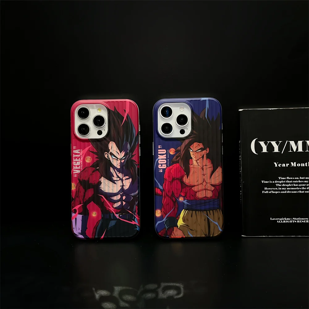 Dragons Balls Goku Vegeta Saiyan custodie per telefoni a colori sfumati laser per iPhone 15 14 13 16 Pro Max Cover posteriore