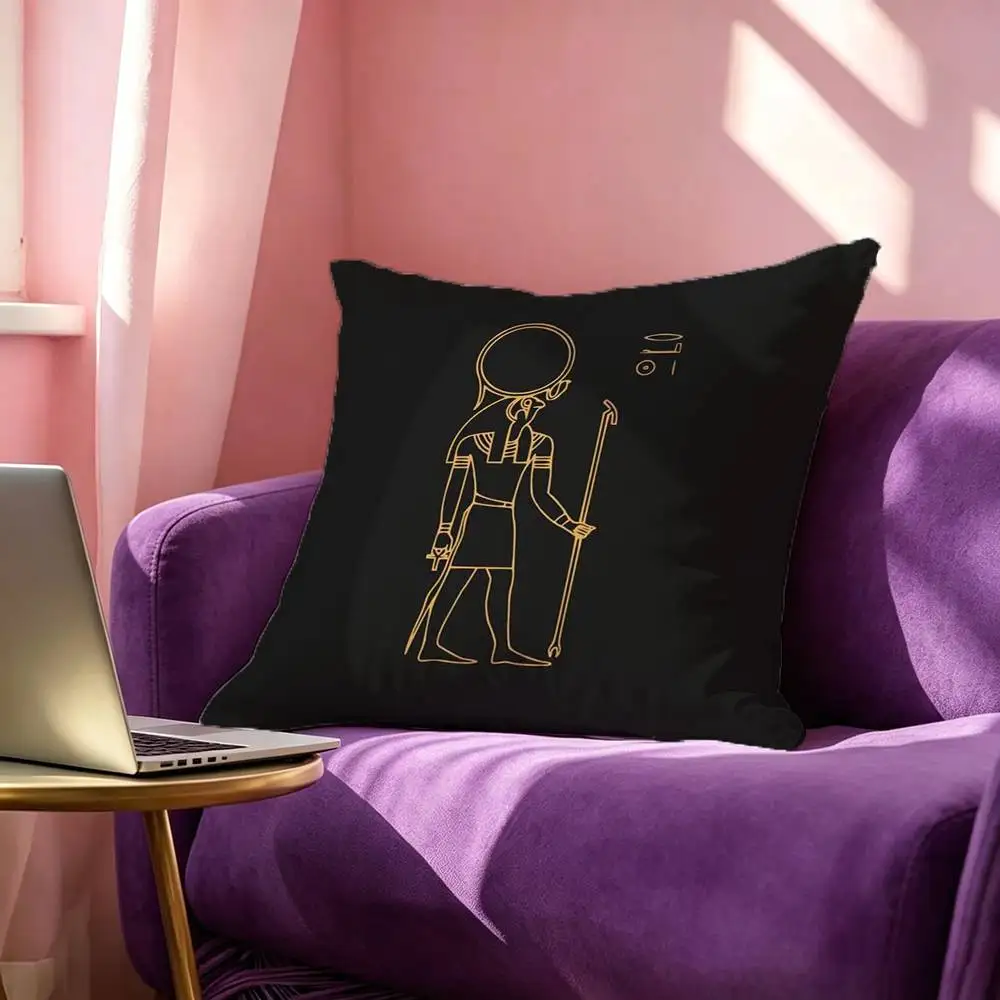 A-Ancient Egypt Hieroglyph Pyramid  Pillow Case Square Double-Sided Sofa Cushion Cover Bedroom Bedside Pillow