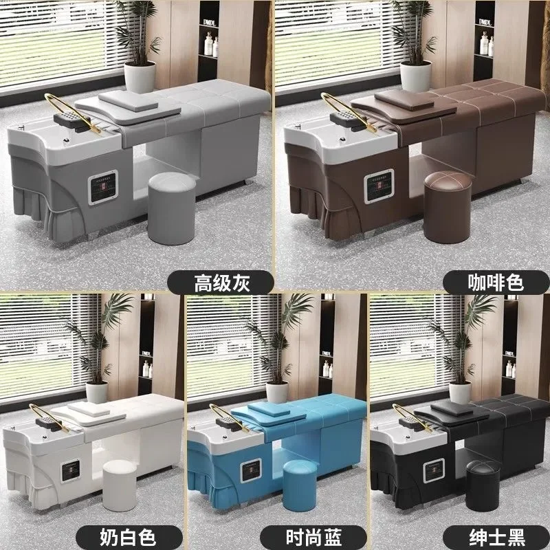 Shampoo Bed with Water Heater for Hair Barber Shop Head Treatment Scalp Care Ear Fumigation Massage Physiotherapy