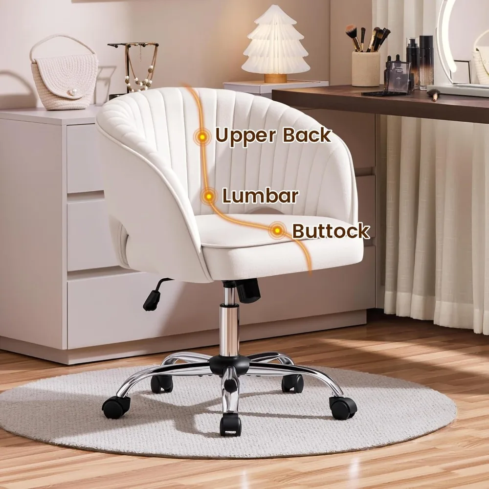 Yaheetech كرسي مكتب لطيف كرسي الغرور المخملي مع عجلات مكتب المنزل منجد كرسي دوار حديث مع ظهر برميل معنقدة