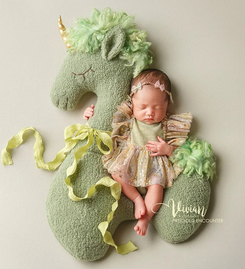 Newborn Baby Girls Photography Props Blingbling Stars Clothes Costume Dress Headband Set  Studio Photoshoot Clothing Outfit