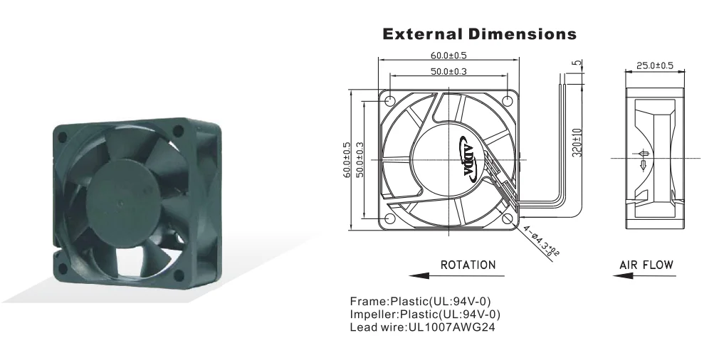 Jinlingge para ADDA AD0624HB-A70GL 6025 24V 6CM ventilador de refrigeración