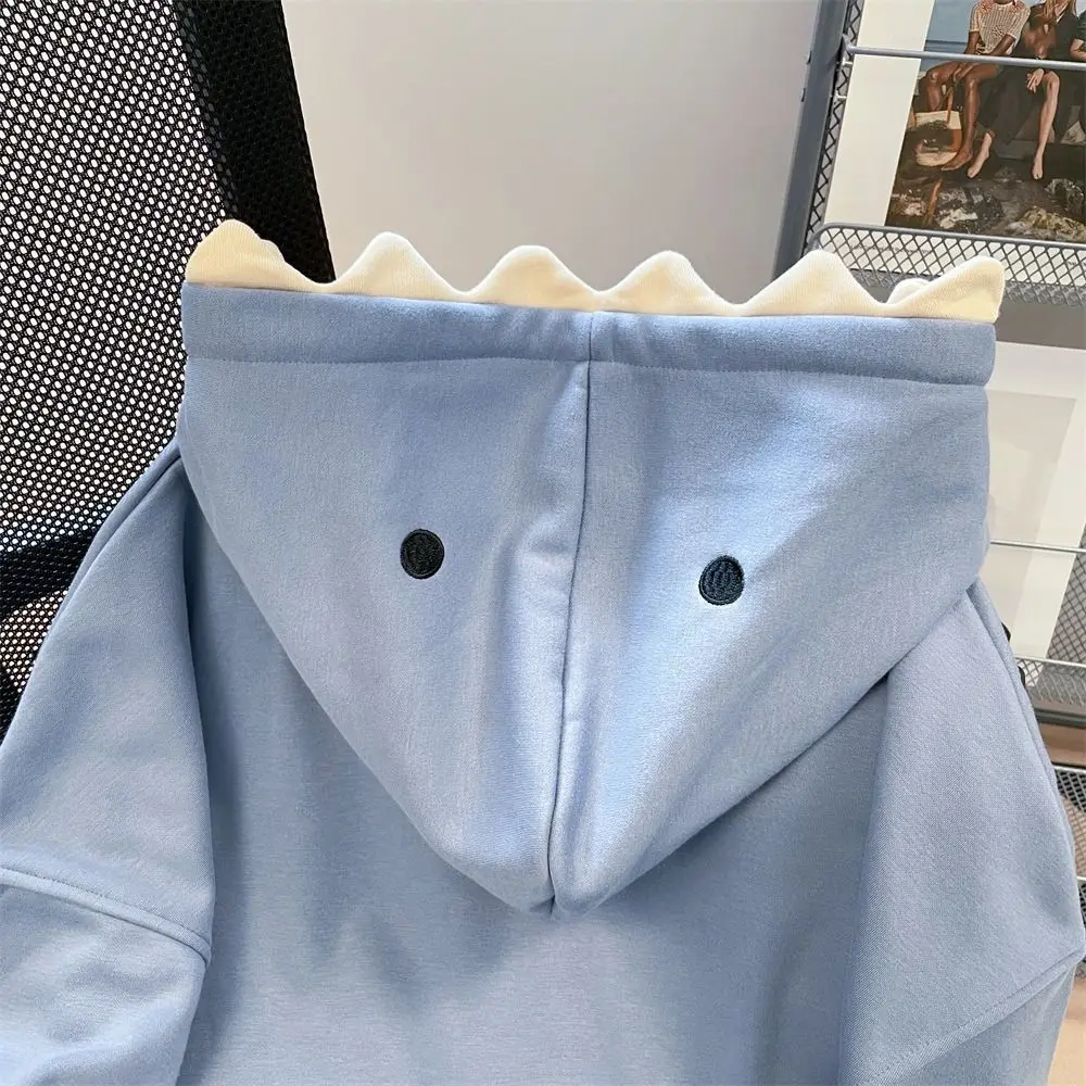 

Aesthetic Long Sleeve Fleece Shark Hoodies Pullover Top Coat Hooded Sweatshirts Casual Loose Shark Hat Sweater Couple Clothes