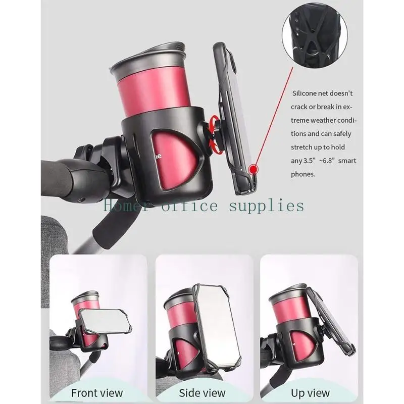 

K43B Bike Cup Holder 2-in-1 Bottle Bracket Plastic Portable Water Bottle Cages Universal Rotation Cup Drink Holders