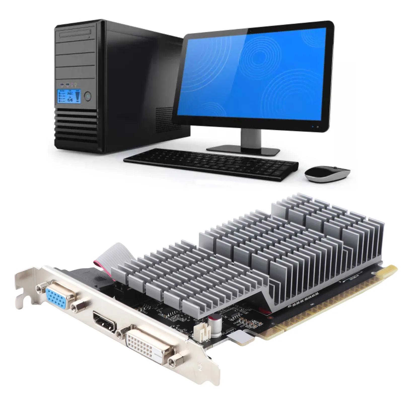 Graphics Card PCI Express X16 2.0 Quiet  HD Multimedia Interface Computer Graphics Card GT710 4G GDDR3 for Desktop PC