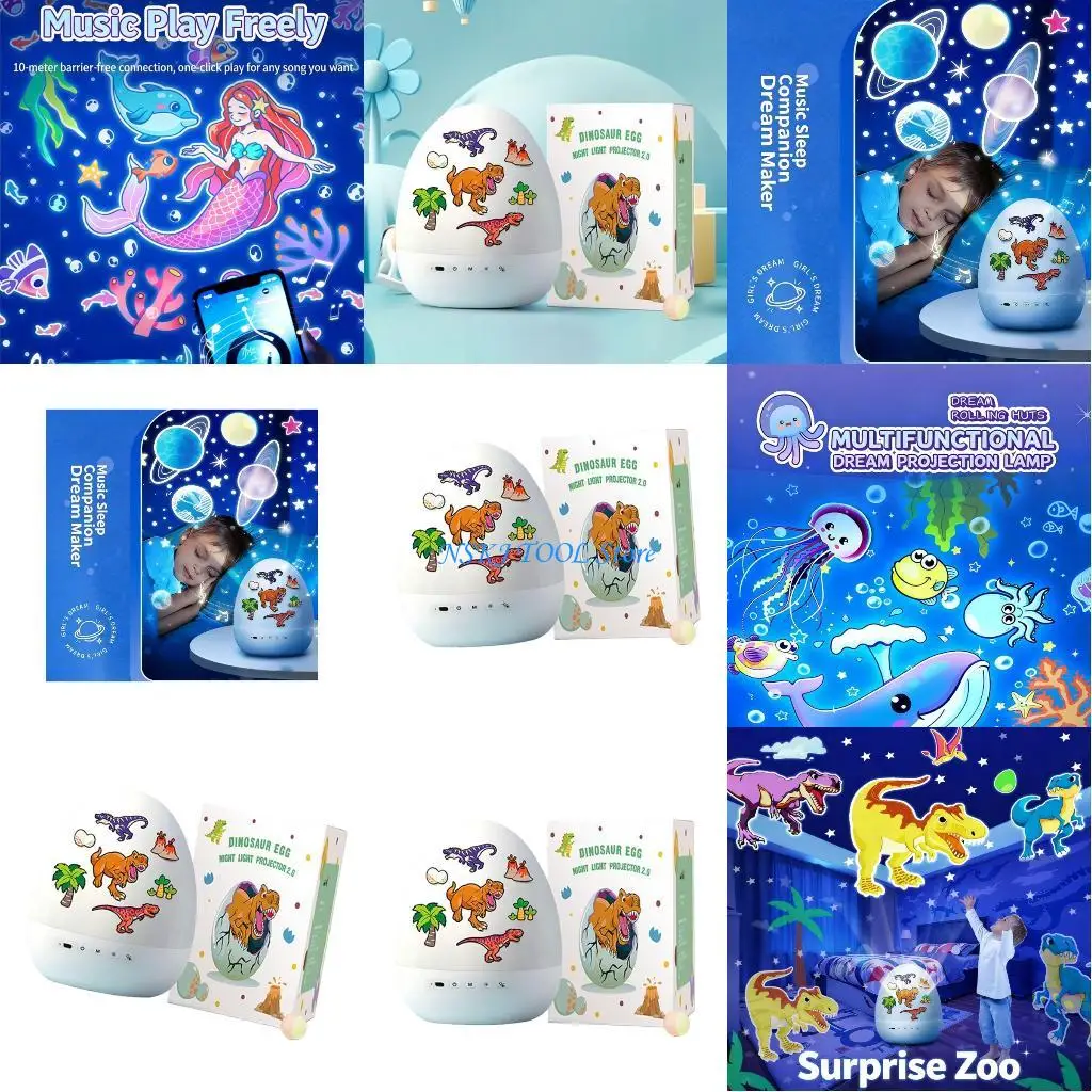

Музыкальная шкатулка L8RC, USB перезаряжаемый детский ночник, вращающийся на 360 градусов проектор с яйцами динозавров, ночник,
