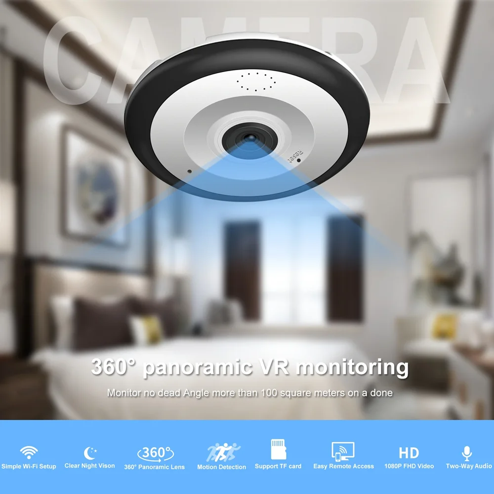 5MP V380 Pro MINI WIFI  Camera 360 Degree Panoramic Smart Home CCTV Two Ways AUDIO Wireless Security Camera