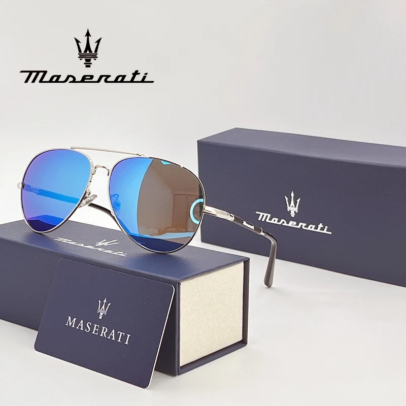 

MASERATI New Polarized Sunglasses Luxury Unisex Men Women Blue Mirror Driving Sun GlassesPilot Eyewear UV400 Male Goggles