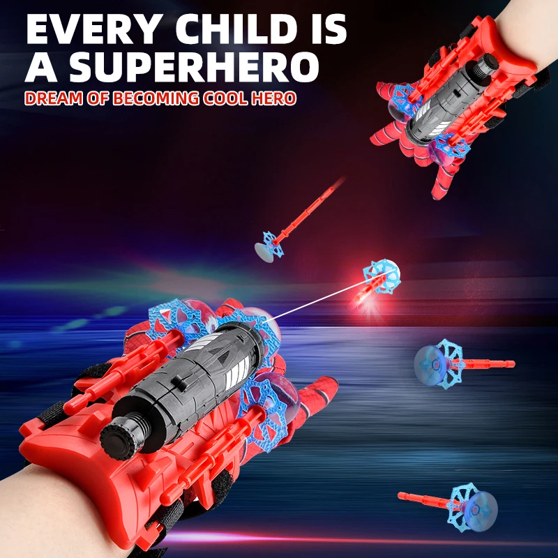 Kid Toy Soft Bullets With Suction Cups Launcher Movie Hero Spider Cosplay Wrist Toy Halloween Gift Ejection Toy Glove Boy