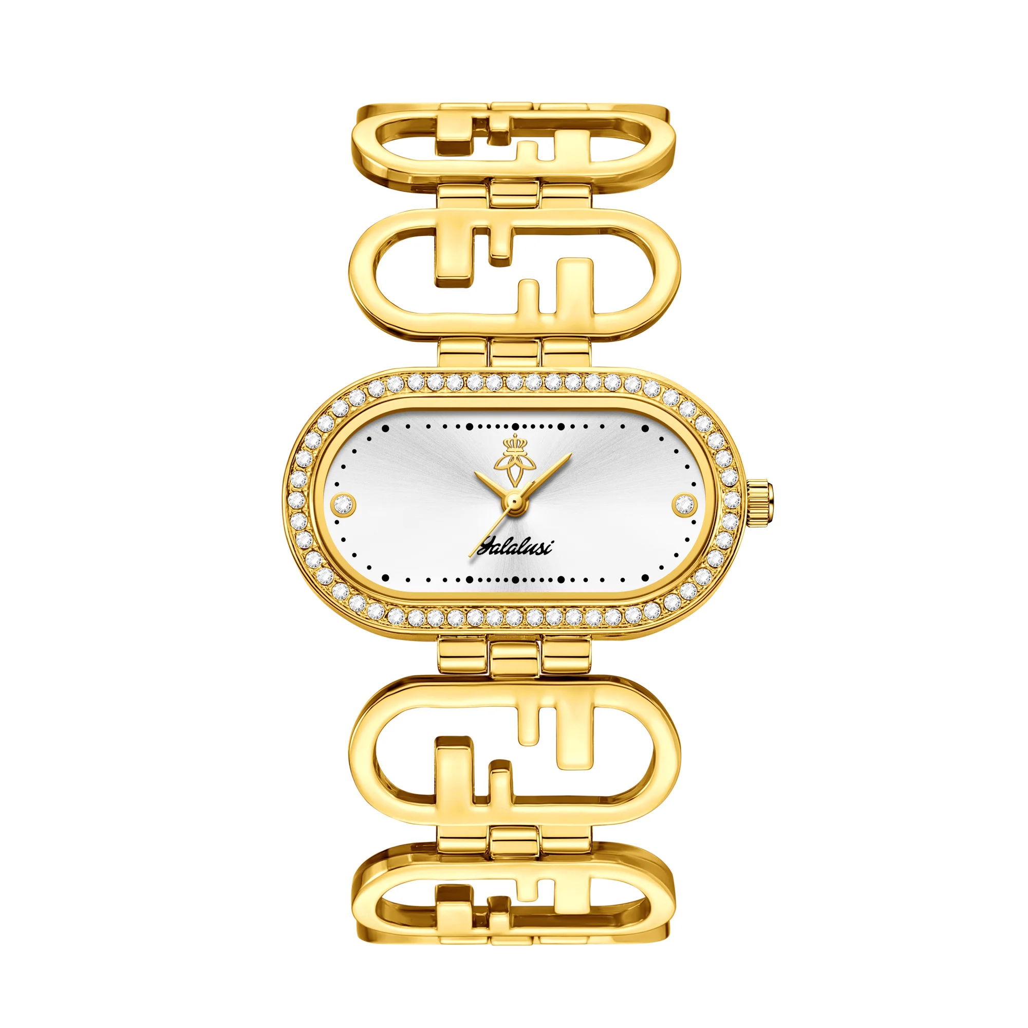 Women's Gold & Silver Oval Quartz Watch, Elegant Design