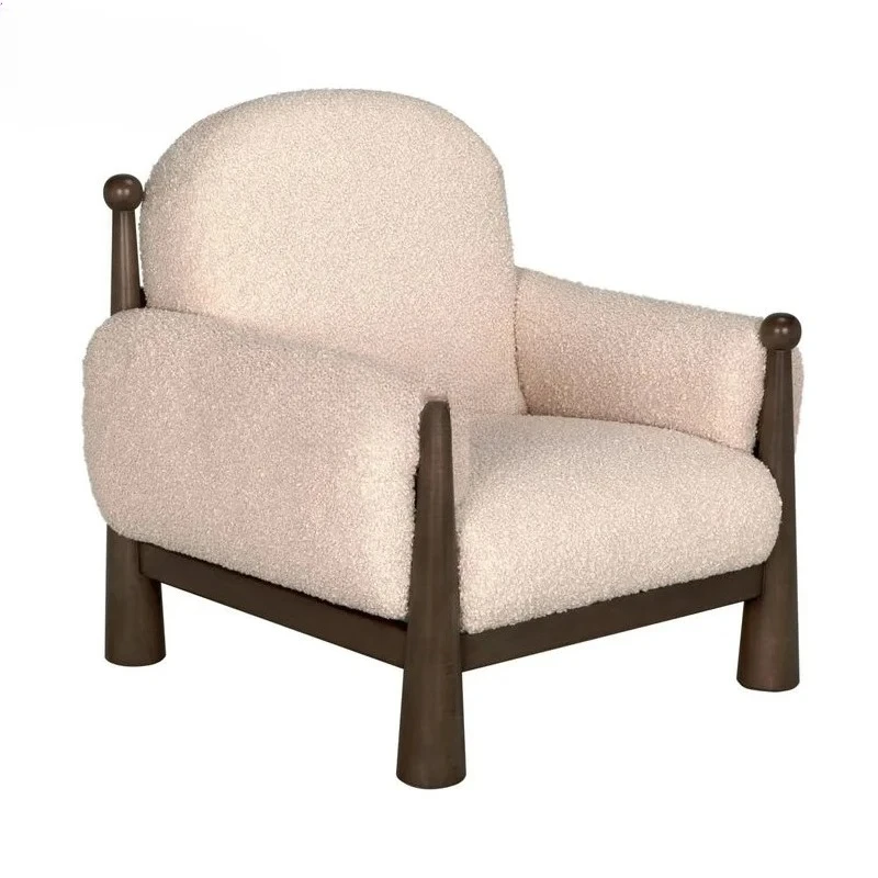 

New Chinese Style Solid Wood Fabric Single-Seat Sofa Chair Nordic Minimalist Hotel Homestay Leisure Chair
