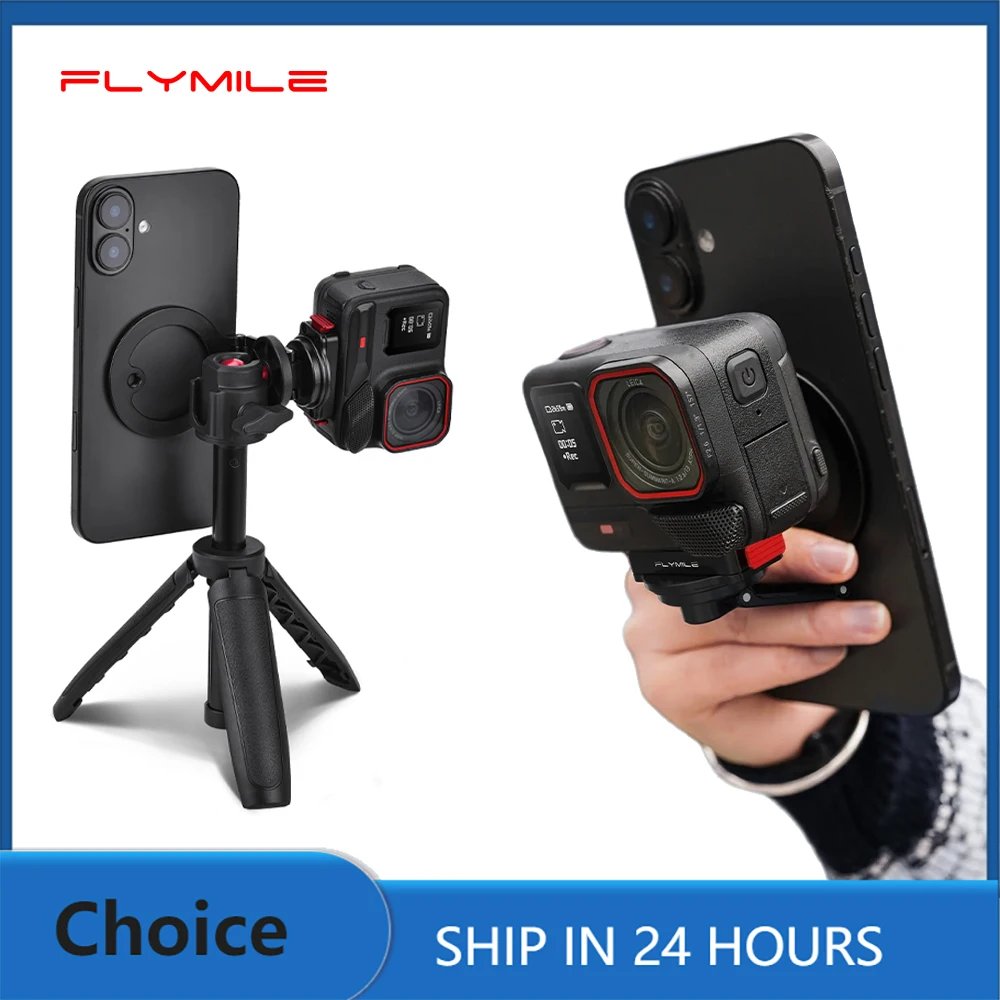 Flymile Magnetische Schnellverschluss-Halterung Metallhalterung Telefon-Teleprompter-Basis für Insta360 Ace Pro 2 Zubehör Videoaufnahme