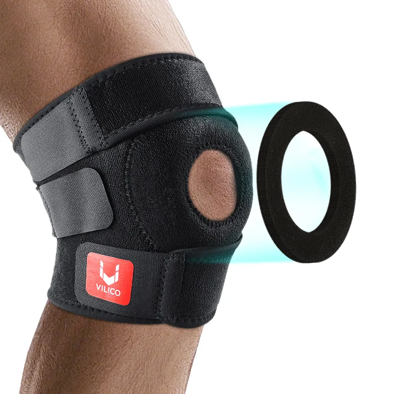 2PCS 조정 가능한 탄성 무릎 지원 중괄호 Kneepad 슬개골 무릎 패드 구멍 스포츠 Kneepad 안전 가드 스트랩 러닝 댄스