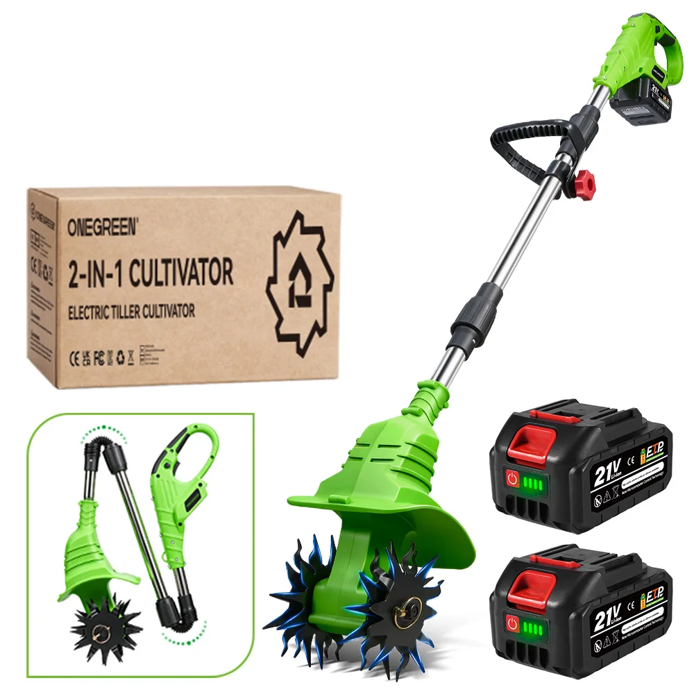 ONEGREEN 2IN1 Coltivatore Elettrico Tosaerba Rototiller per la Lavorazione del Terreno Strumento Scarificatore per Batteria Makita 18V