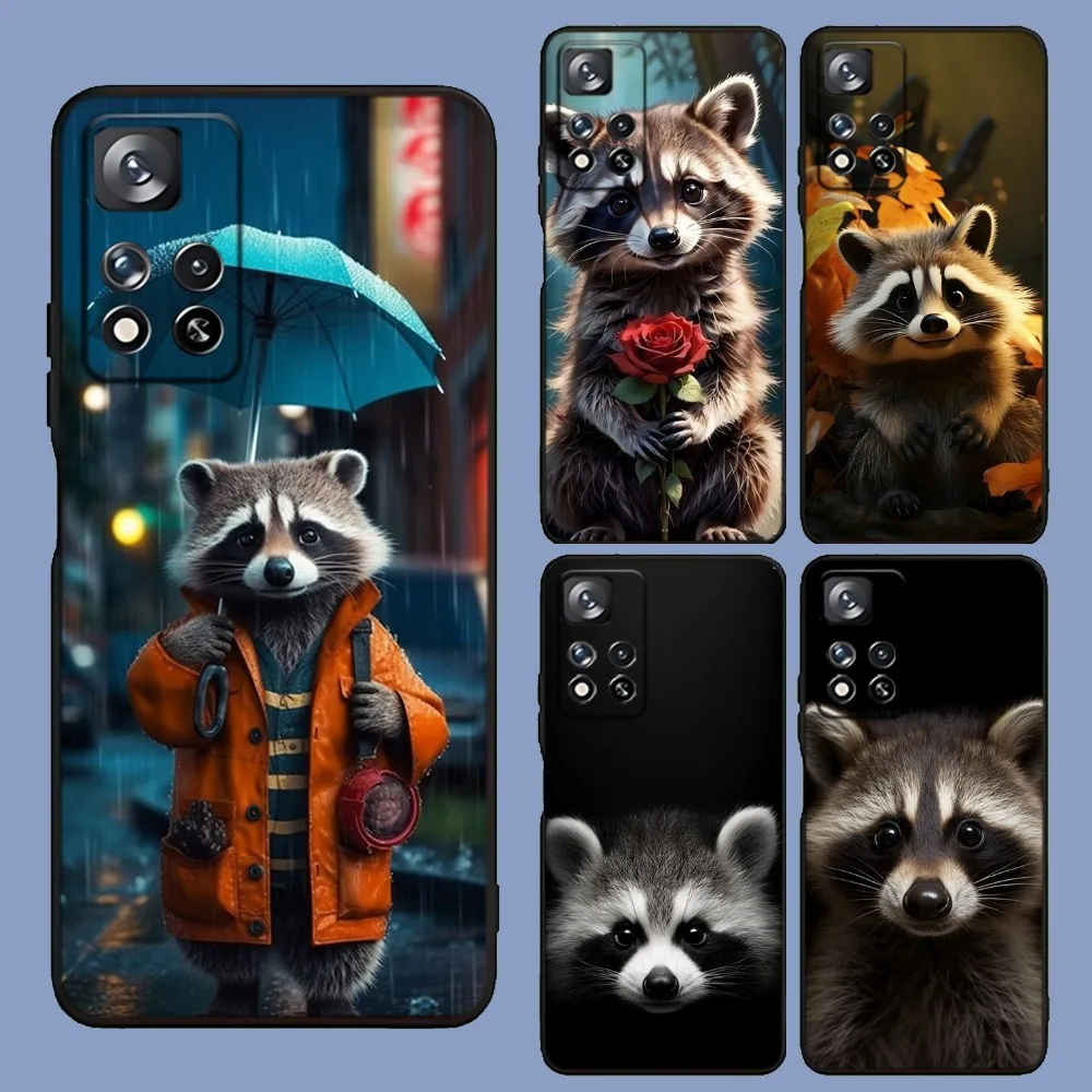 

Cute Raccoon Phone Case For Samsung Galaxy A13,A21s,A22,A31,A32,A52,A53,A71,A80,A91 Soft Black Cover