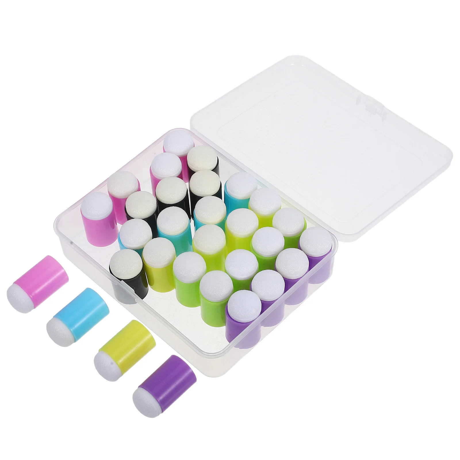 

30Pcs Finger Sponge Daubers Set Color Variety Storage Box Ergonomic Design for Painting Crafting Stamping Card Making DIY