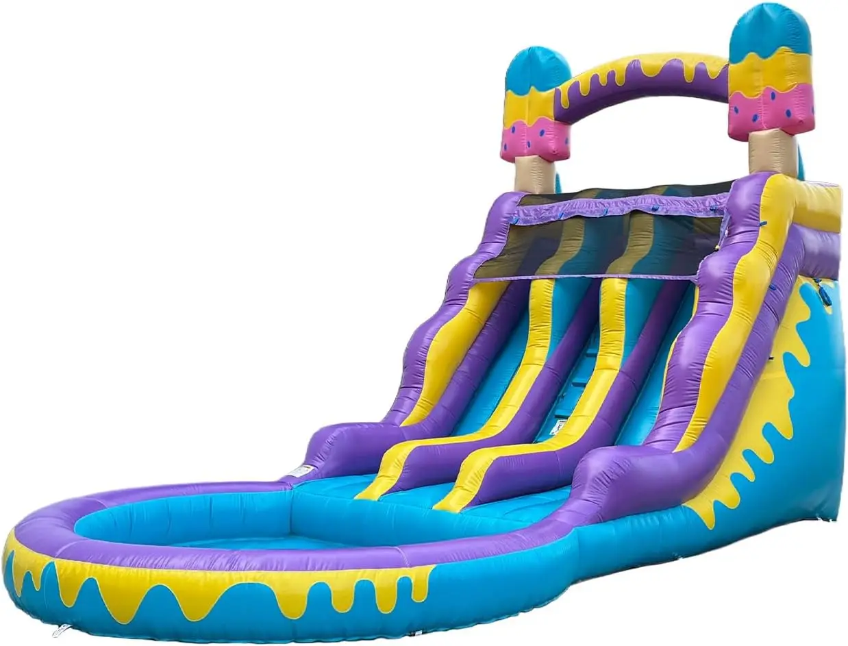 Inflatable Ice Pop Dual-Use Wet/Dry Slide, 16 ft, with Pool and Blower