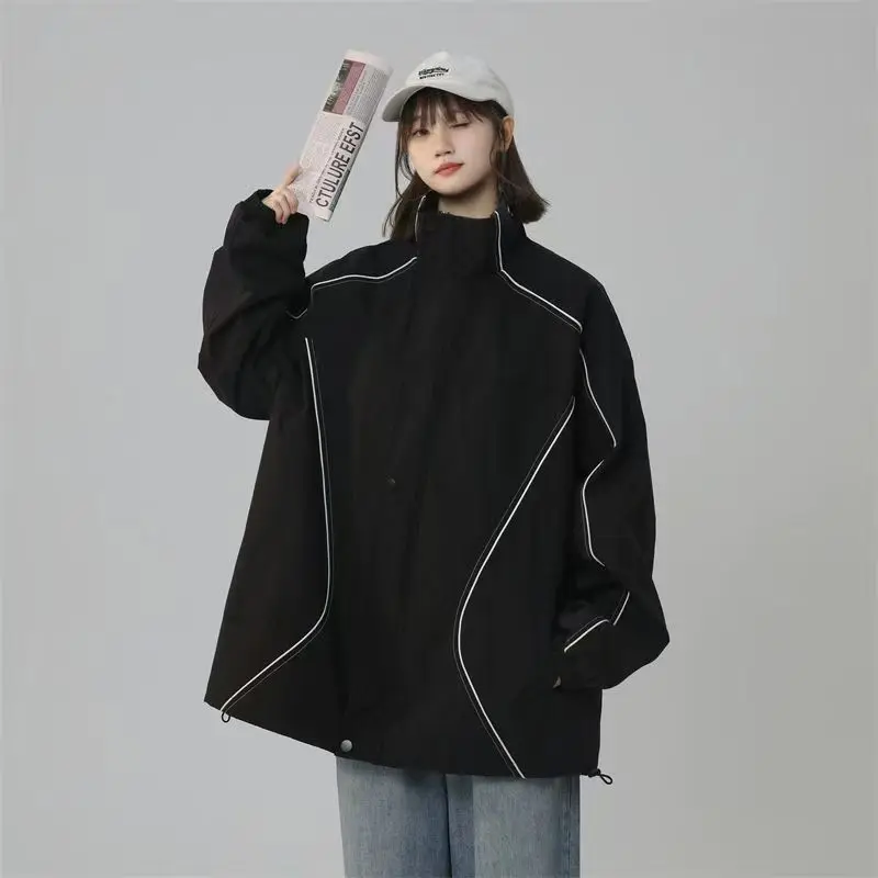 American Style Thin Spring Autumn Jacket Women Outdoor Sport Jackets Men Windbreaker Women Vintage Jacket 90s Men Unisex