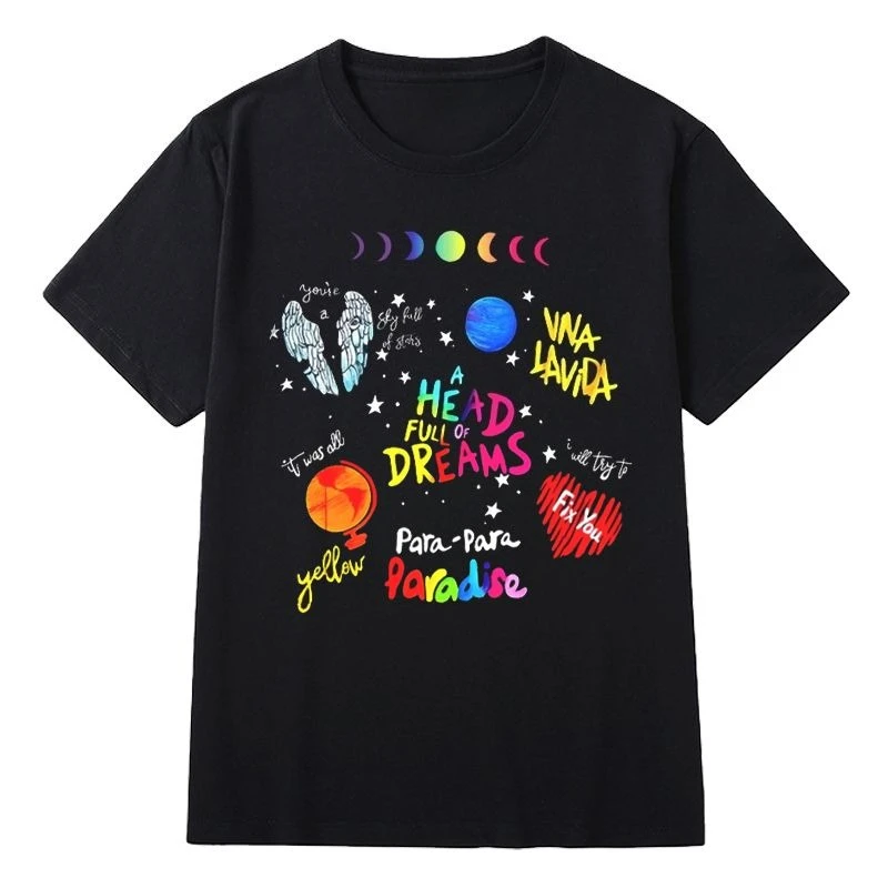 COLD Cool Play Band American Short Sleeved T-shirt Printed Loose Retro Vintage Men's and Women's Pure Cotton Upper Clothes PLAY