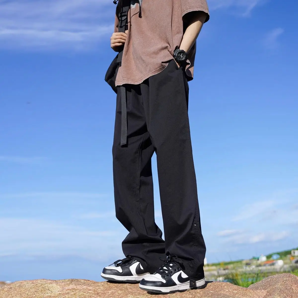 American Streamer Workwear Men Autumn 2025 New Loose Straight Wide-leg Casual Pants