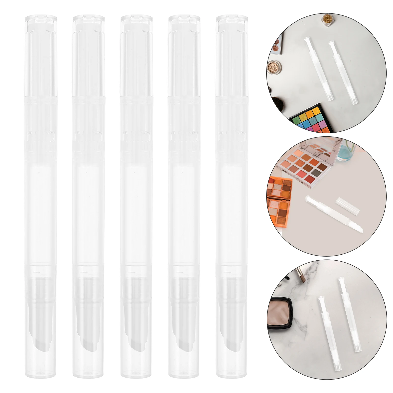 

5 Pcs Liquid Foundation Dispenser Empty Oil Clear Cuticle Lip Gloss Tubes Brush Disposable Transparent Twist Multifunction