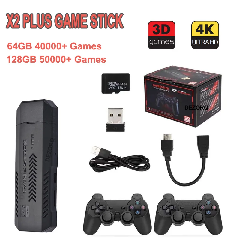وحدة تحكم ألعاب ريترو 64G 128G X2 Plus 40000+Games Game Stick 4K TV وحدة تحكم ألعاب لاسلكية #1
