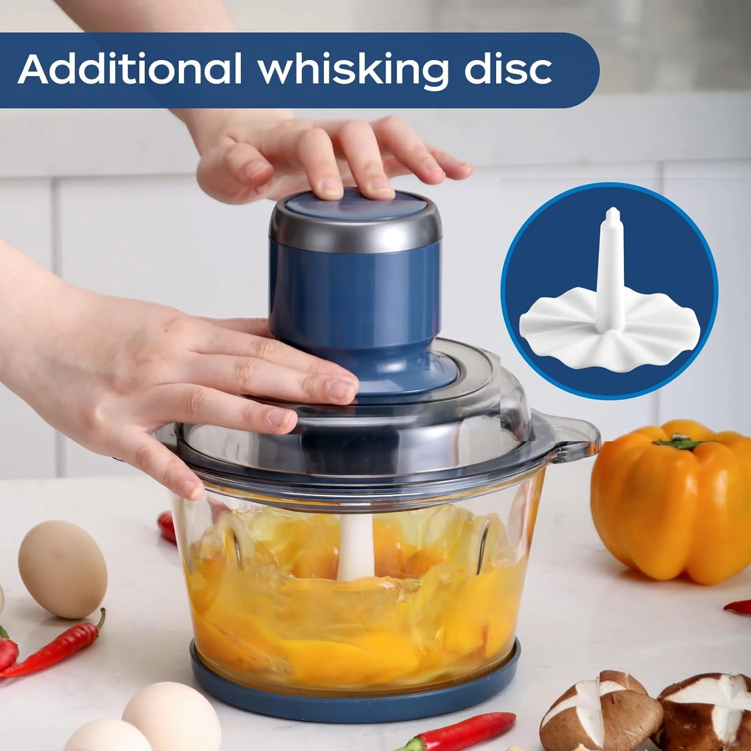 Food Processor, Food Chopper with 7-Cup (1.7L) Glass Bowl, 4 Bi-Level Blades for Chopping,Grinding,Mincing,Whisking,Meal Prep,30