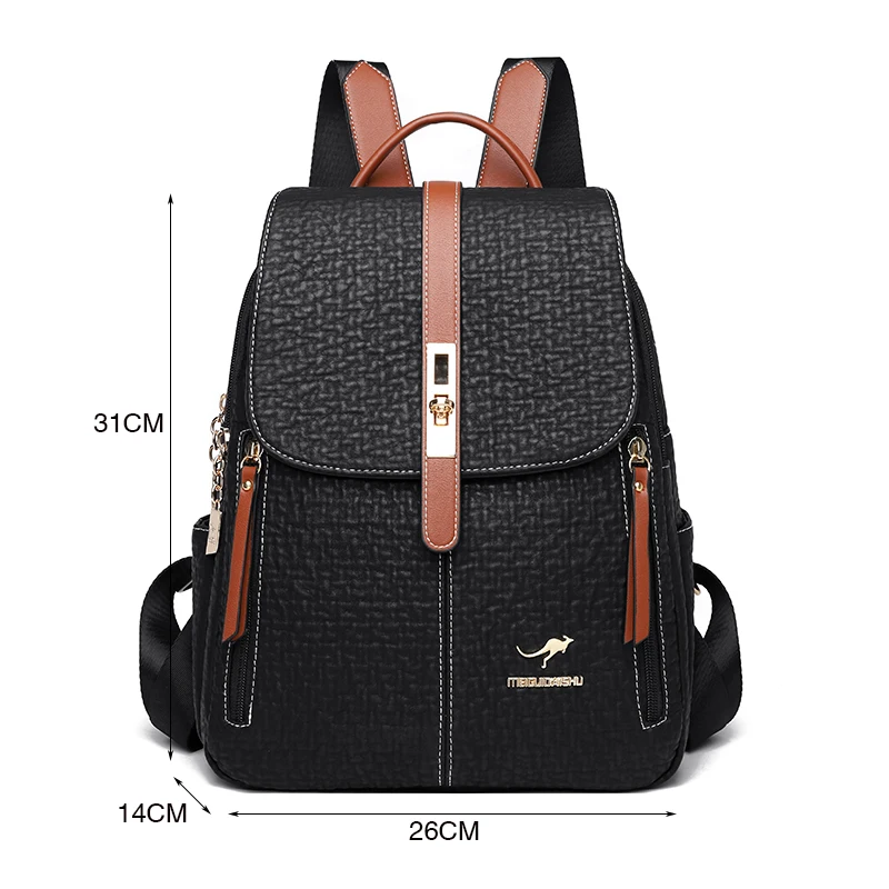 Moda mochilas femininas de alta qualidade couro bagpack para mulheres grande capacidade saco viagem escolar senhoras bolsa ombro sac a dos