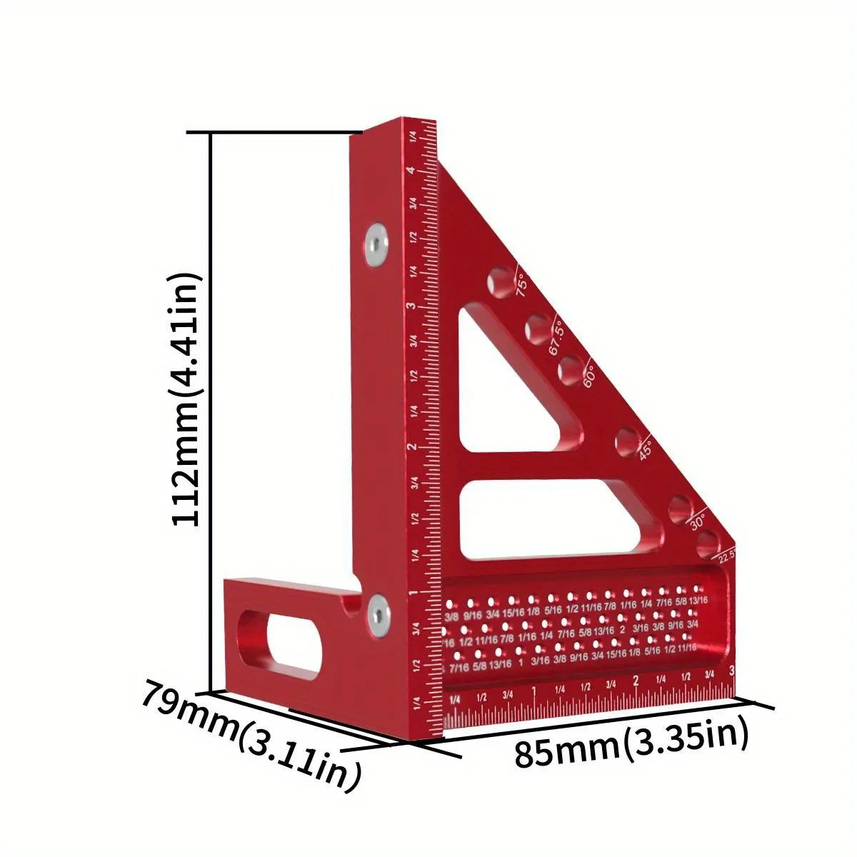 Woodworking Square Protractor, Woodworking Square With Dowel Pins, Aluminum Alloy Miter Triangular Ruler, Angler Scriber