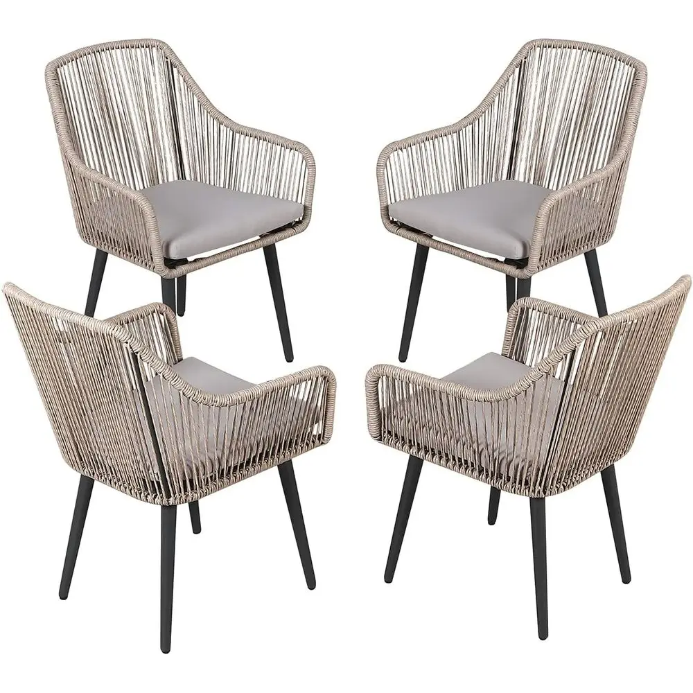 

4-Piece Outdoor Rattan Patio Dining Set with Cushions for Garden, Backyard, Indoor Use