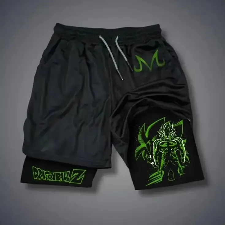 2026 Dragon Ball Z Men Shorts Anime Graphic Print Streetwear Summer Casual Quick-Dry Double Layer 2-in-1 Sports Gym Pants Y2k