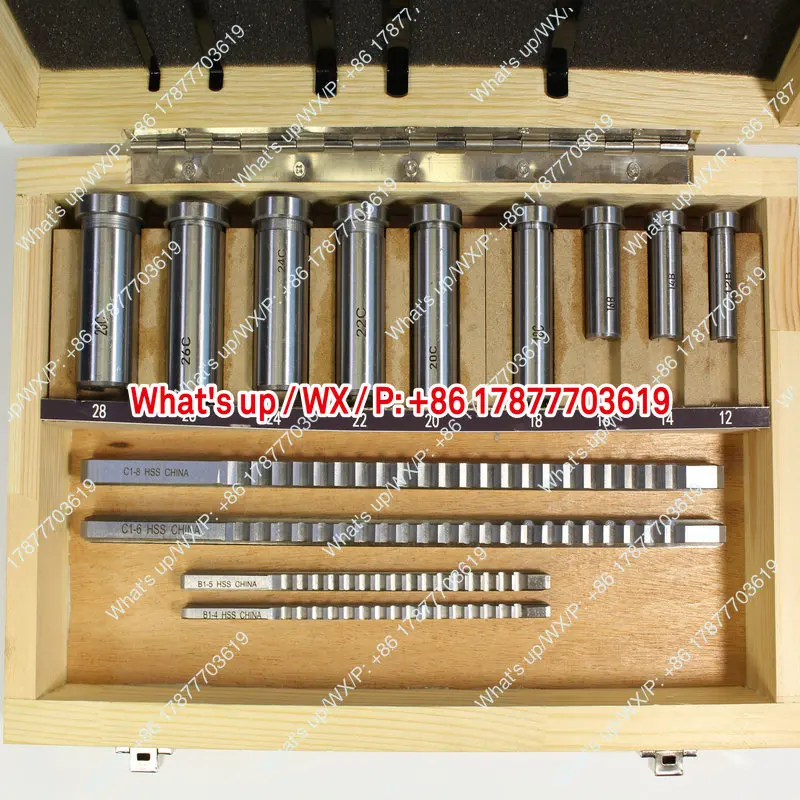 18PCS Metric Keyway Broach Set, High Speed Steel HSS Keyway Broach Keyway Push Knife