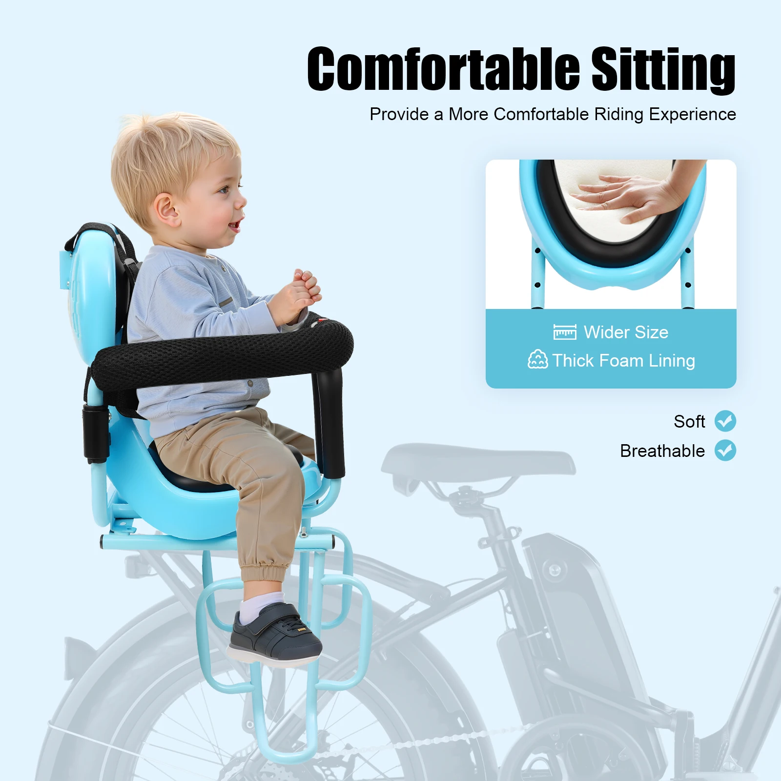 

Rear Child Bike Seat Attachment for Adult Bike with Seat Cushion Safety Belt Rear Child Bike Seat Suitable for Children